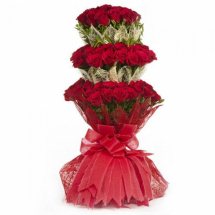 50 Red roses 3 layer bouquet