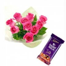 1 Silk chocolate with 8 pink roses