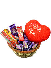 Small chocolate basket with I LOVE YOU valentine heart