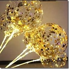 5 Transparent Balloon with gold confetti with LED light