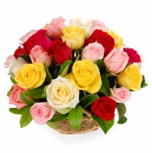 Two Dozen Assorted Color Roses basket