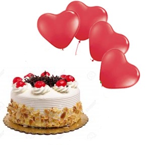 4 Red heart Air Balloons 1/2 Kg Black forest cake