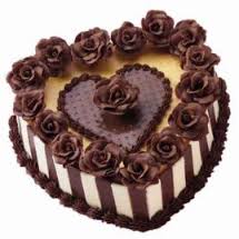 Chocolate Heart Shaped Cake 1 kg with icing of chocolate roses