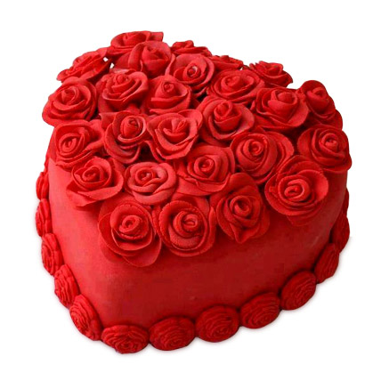 1 kg RED Heart Cake with ICING of RED ROSES