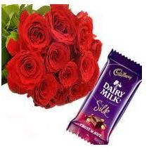 1 Silk chocolate with 6 red roses