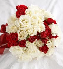 Two Dozen Red and White Roses