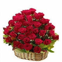 50 Red roses Basket