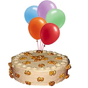 1/2 Kg Butter scotch cake with 5 Blown balloons