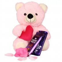 2 Silk chocolates and 12 Inches Pink Teddy