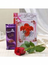 1 Silk chocolate 1 Red roses and Card