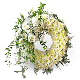 Funeral Wreath of 100 white flowers